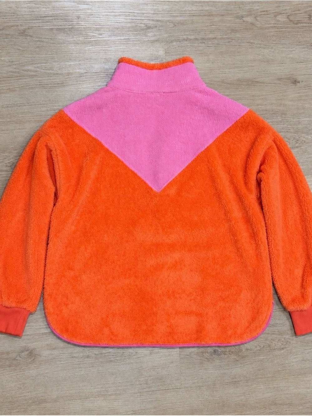 BiBi Orange and Pink Sherpa Pullover - Picture 2 of 5